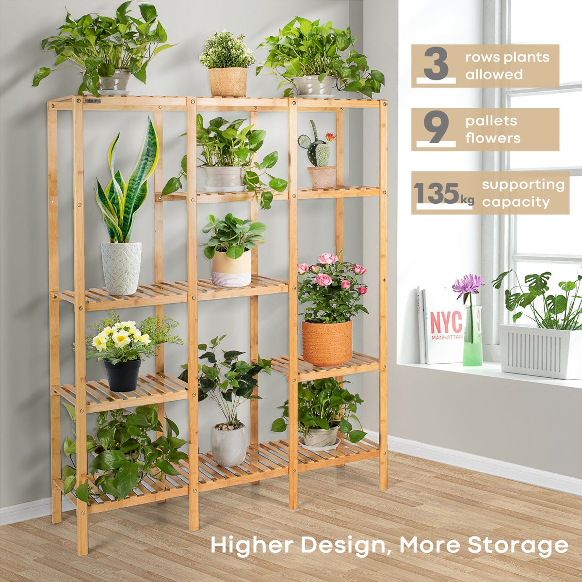 Natural Bamboo Living Shelf for Warm Minimalist Storage