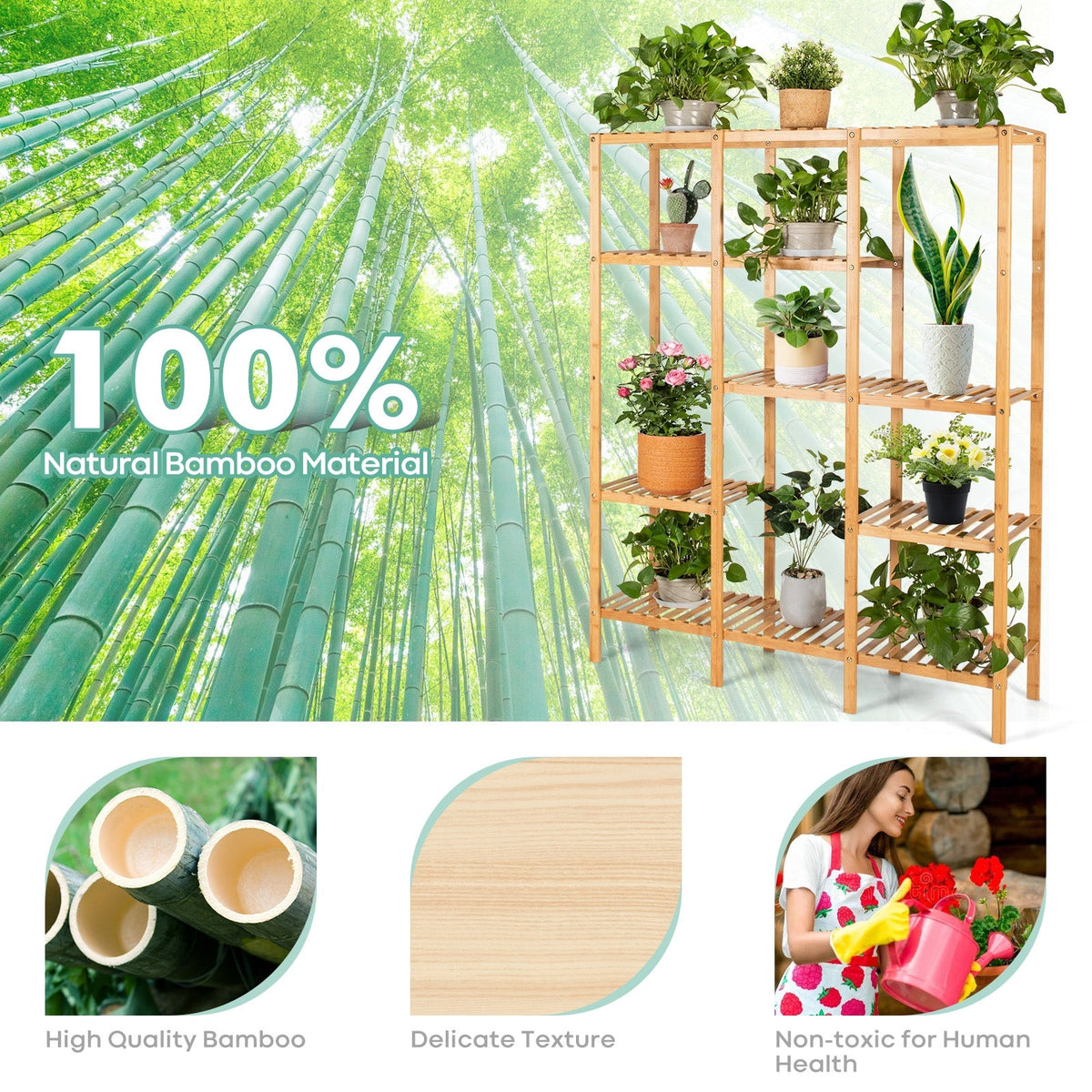 Natural Bamboo Living Shelf for Warm Minimalist Storage
