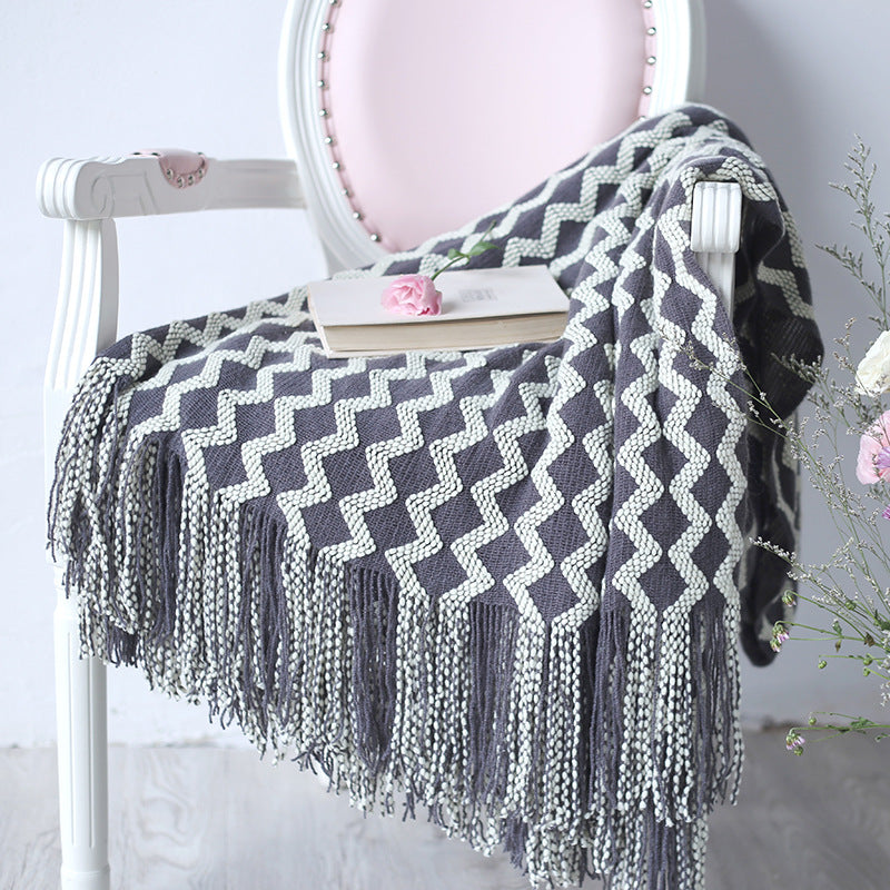 Forest Luxe Chenille Throw Blanket – Geometric Teal & Cream Luxury Home Decor