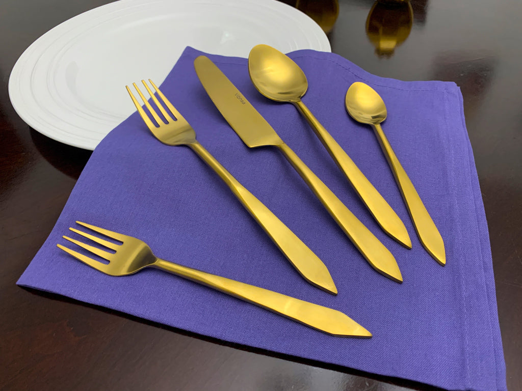 20 Piece Gold Stainless Steel Flatware Set for Dining