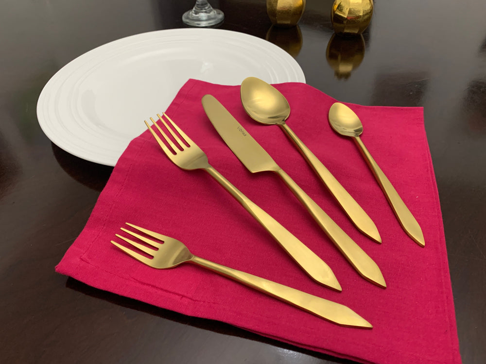 20 Piece Gold Stainless Steel Flatware Set for Dining