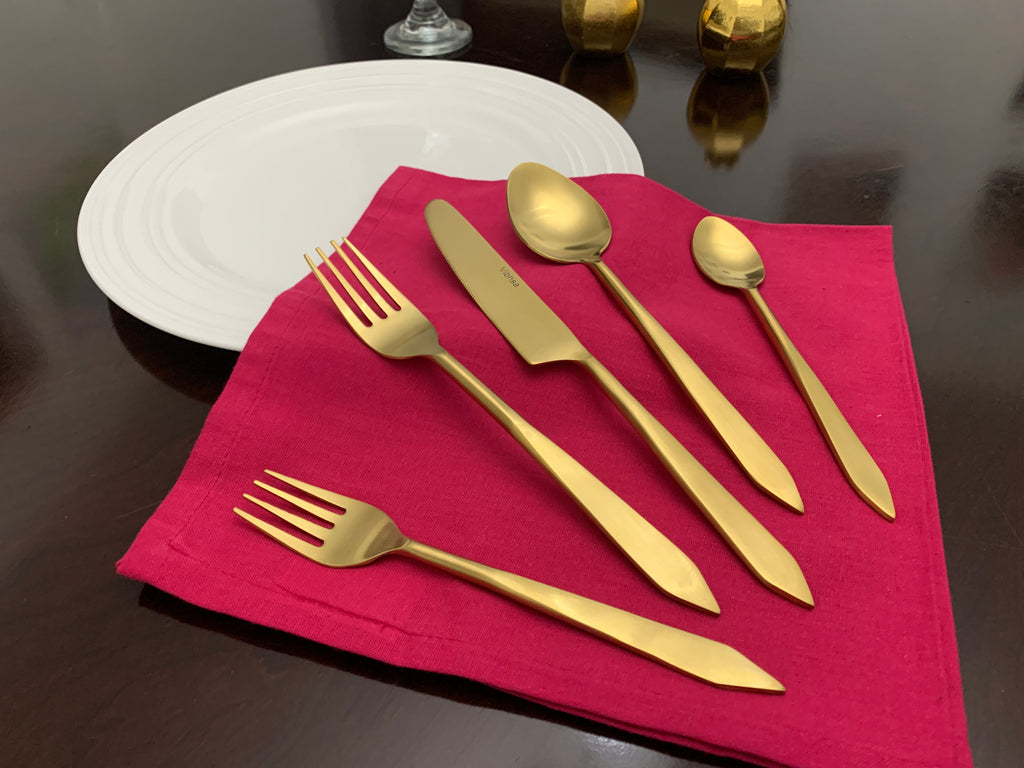 20 Piece Gold Stainless Steel Flatware Set for Dining
