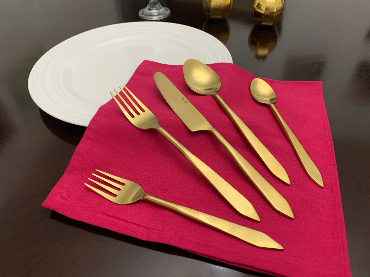 20 Piece Gold Stainless Steel Flatware Set for Dining