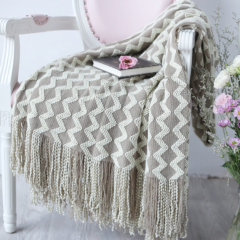 Forest Luxe Chenille Throw Blanket – Geometric Teal & Cream Luxury Home Decor