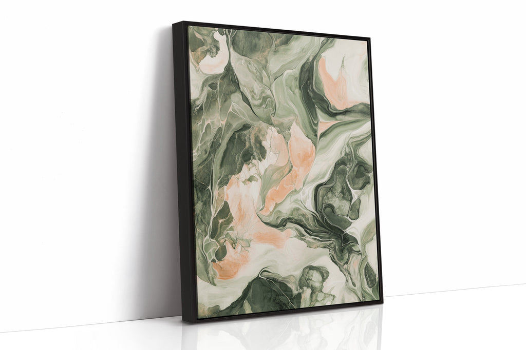 Blush Canyon Luxury Green and Rose Marble Wall Art