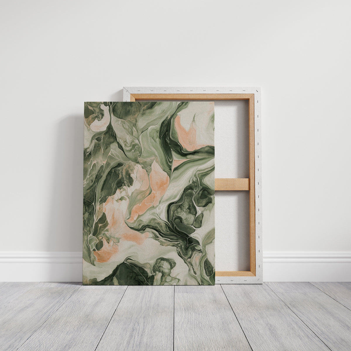 Blush Canyon Luxury Green and Rose Marble Wall Art