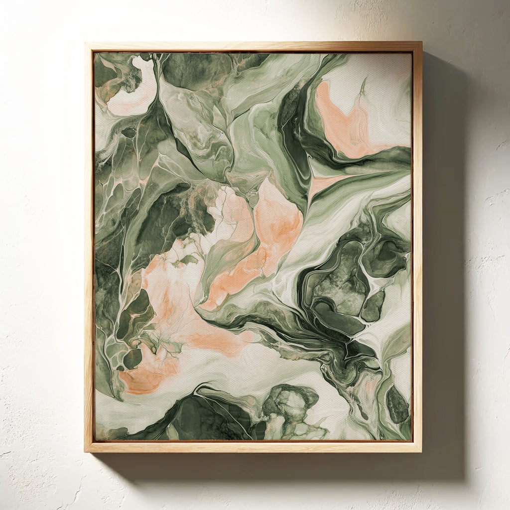 Blush Canyon Luxury Green and Rose Marble Wall Art