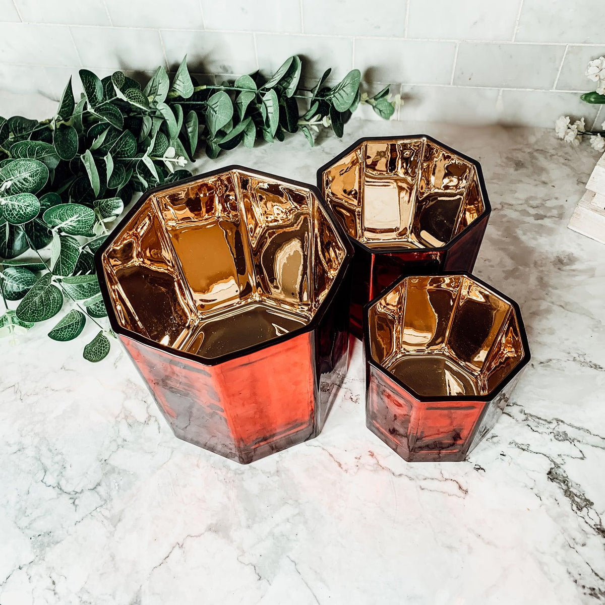 Luxurious Red Candle Vase with Handcrafted Glass Glow