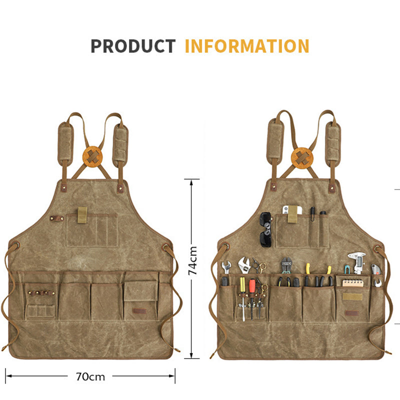 Waterproof Retro Canvas Apron for Craftsmen and Gardeners

