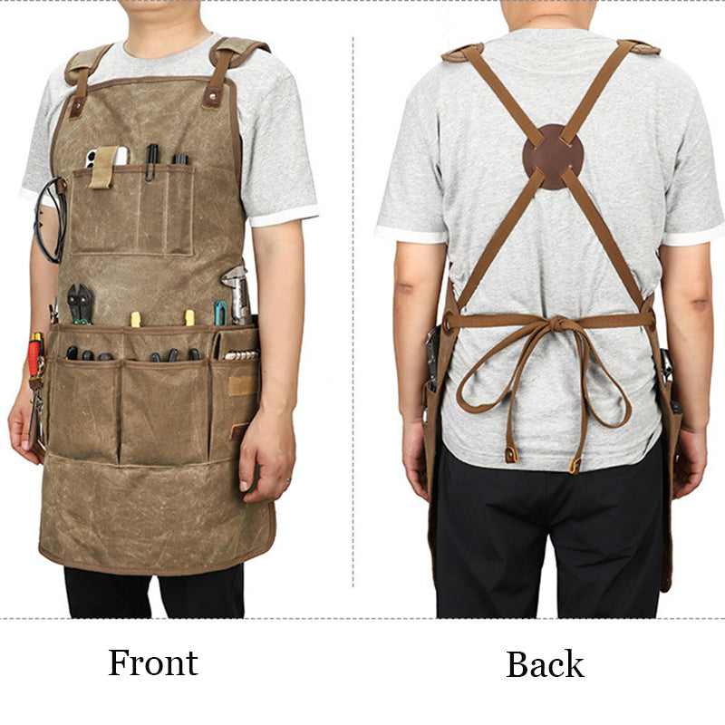 Waterproof Retro Canvas Apron for Craftsmen and Gardeners

