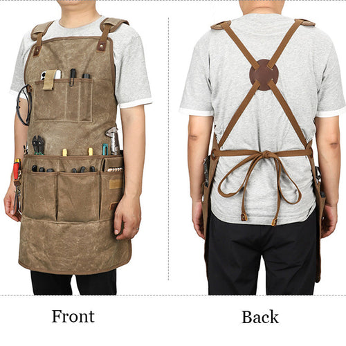 Waterproof Retro Canvas Apron for Craftsmen and Gardeners

