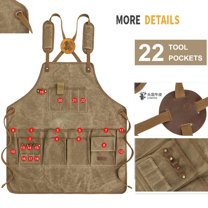 Waterproof Retro Canvas Apron for Craftsmen and Gardeners

