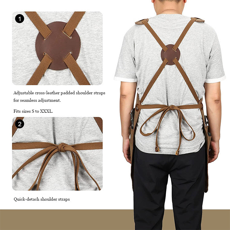 Waterproof Retro Canvas Apron for Craftsmen and Gardeners

