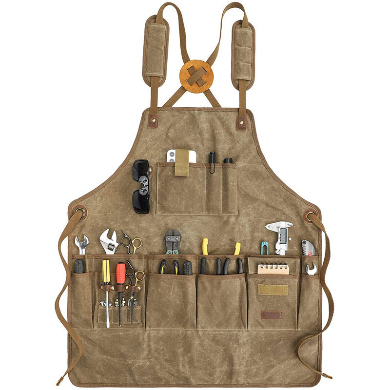 Waterproof Retro Canvas Apron for Craftsmen and Gardeners

