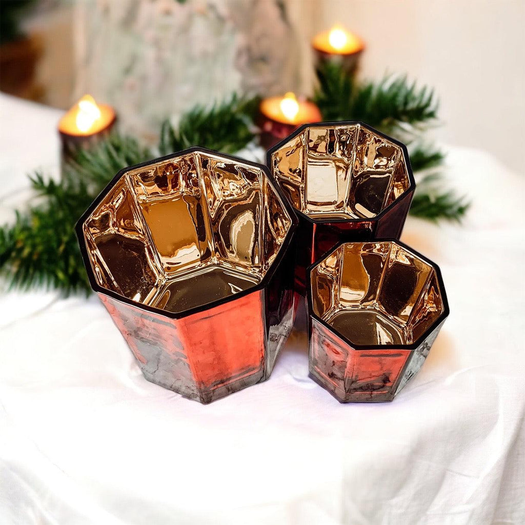 Luxurious Red Candle Vase with Handcrafted Glass Glow