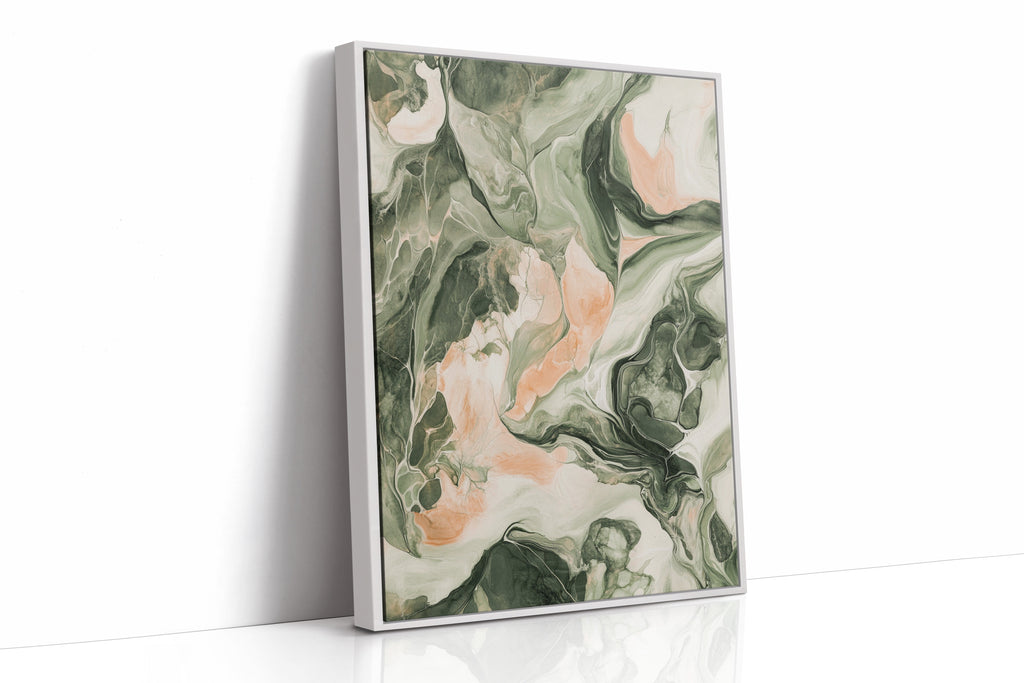 Blush Canyon Luxury Green and Rose Marble Wall Art
