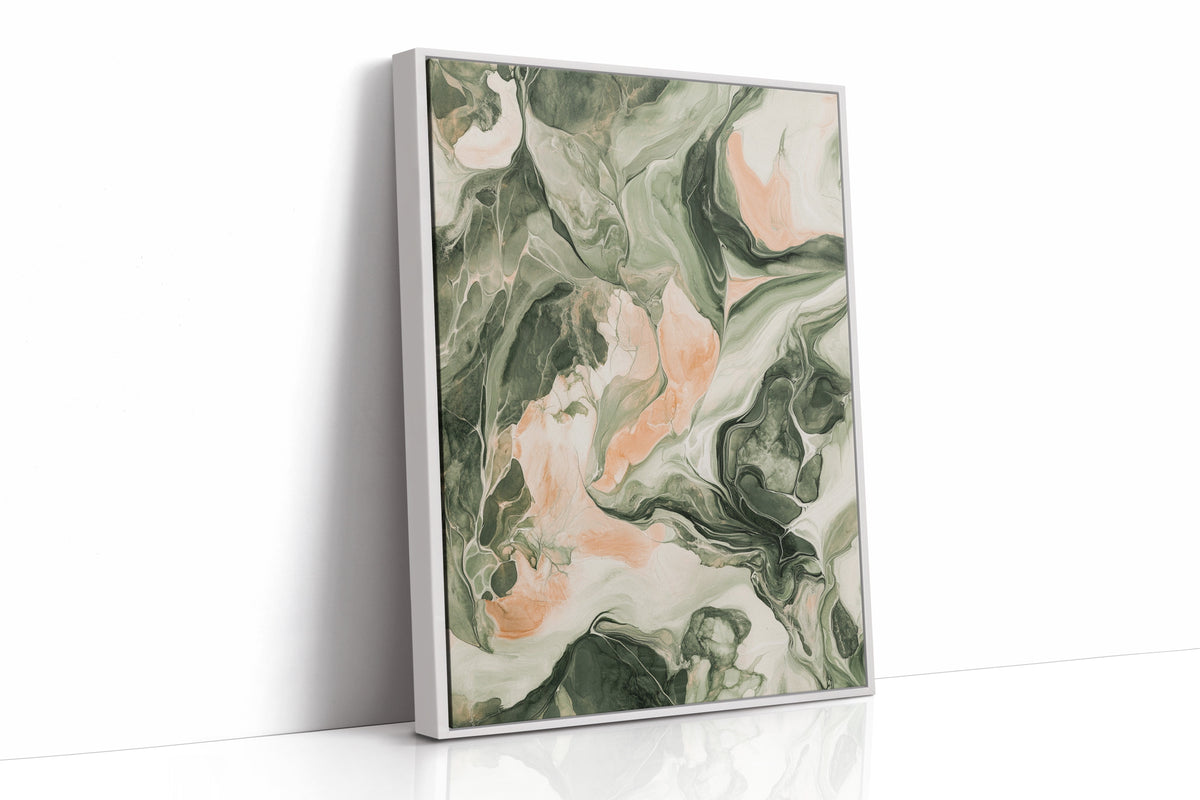 Blush Canyon Luxury Green and Rose Marble Wall Art