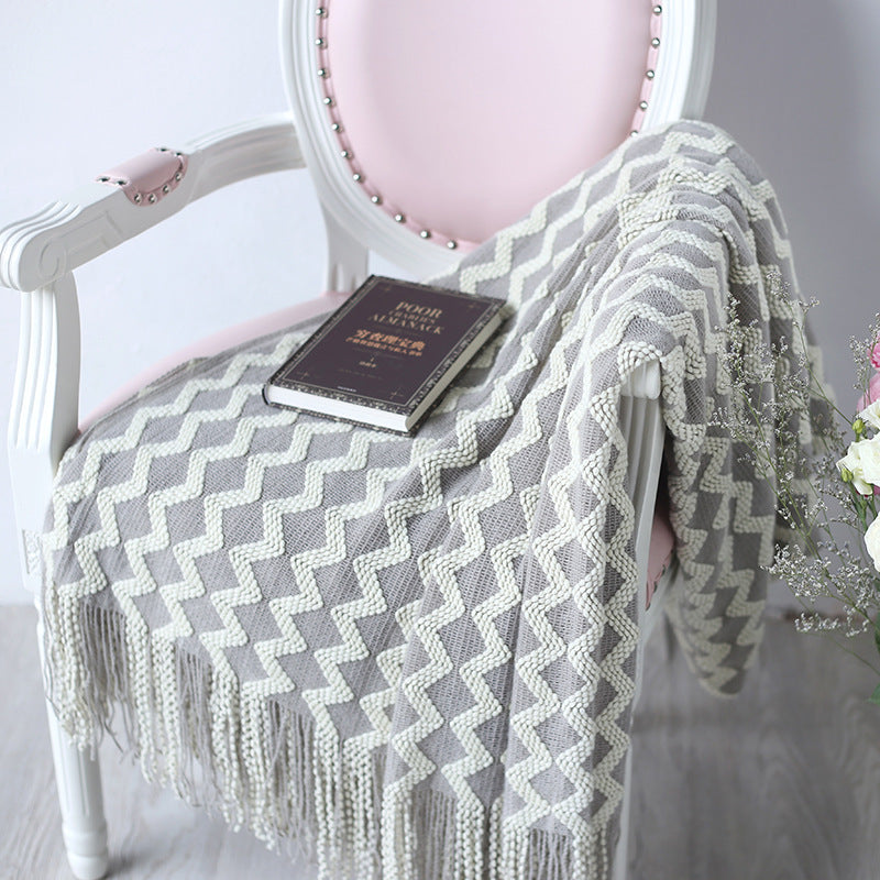 Forest Luxe Chenille Throw Blanket – Geometric Teal & Cream Luxury Home Decor