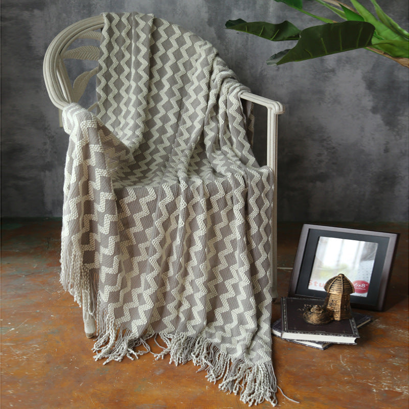 Forest Luxe Chenille Throw Blanket – Geometric Teal & Cream Luxury Home Decor