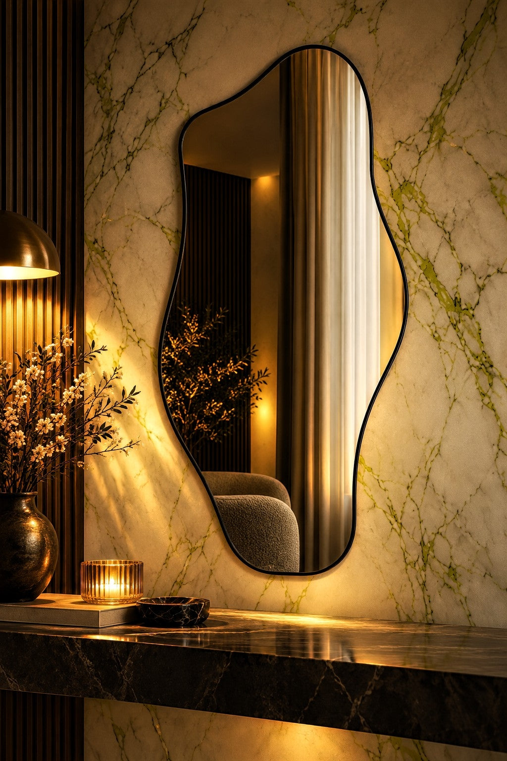 Irregular Black Cloud Mirror for Modern Luxury Walls