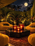 Luxurious Red Candle Vase with Handcrafted Glass Glow